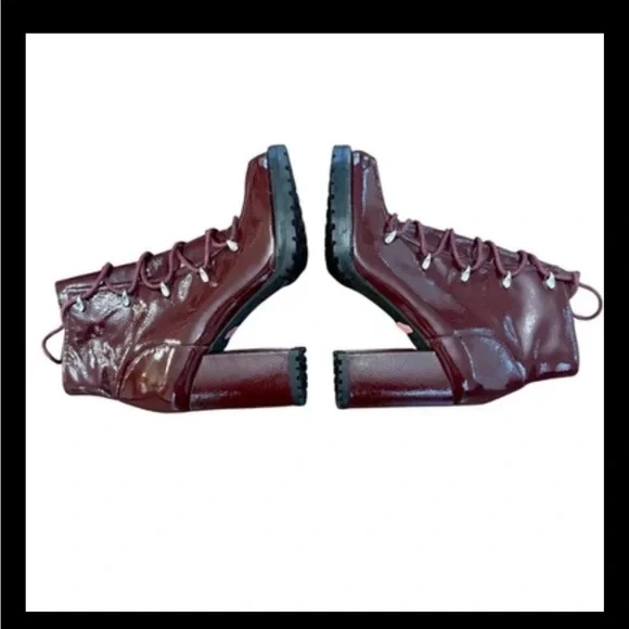 Gianni Bini Burgundy Patent Leather Platform Lace-Up Ankle Boots Size 7M NWOT - Picture 11 of 14